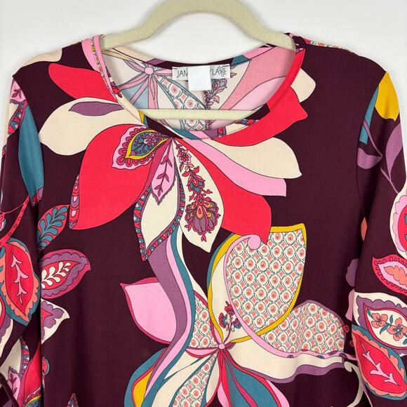 Jamie & Layla Floral Printed Jersey Knit Dress Large artsy art to wear - Picture 3 of 6